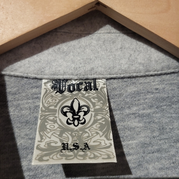 Vocal Light Gray Studded Men's Shirt Jacket - Picture 2 of 7